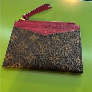 Monogram card wallet with zipper